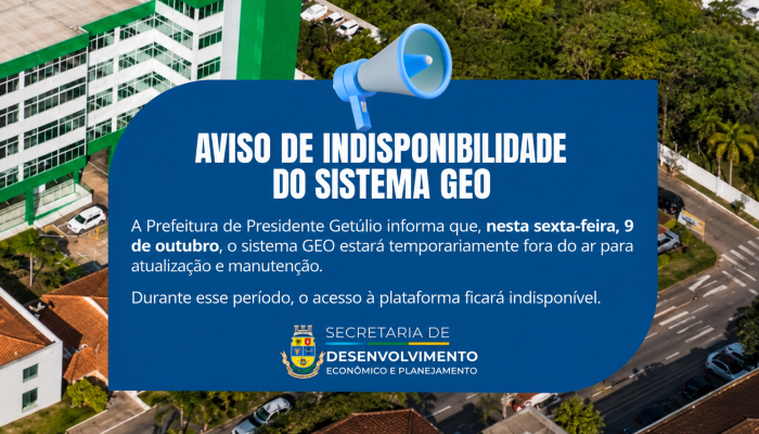 Aviso de Indisponibilidade do Sistema GEO